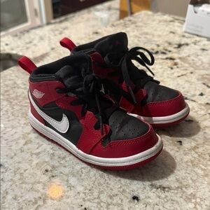 Jordan Kids Red and Black Sneakers with White Accents